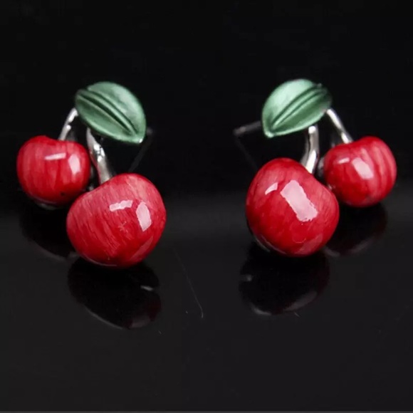 Enamel Cherries and Leaves Necklace Set - Picture 5 of 13